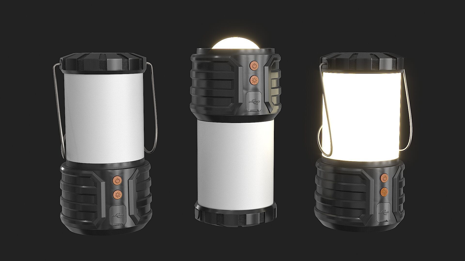 Led Camping Lanterns Low-poly 3D model_6