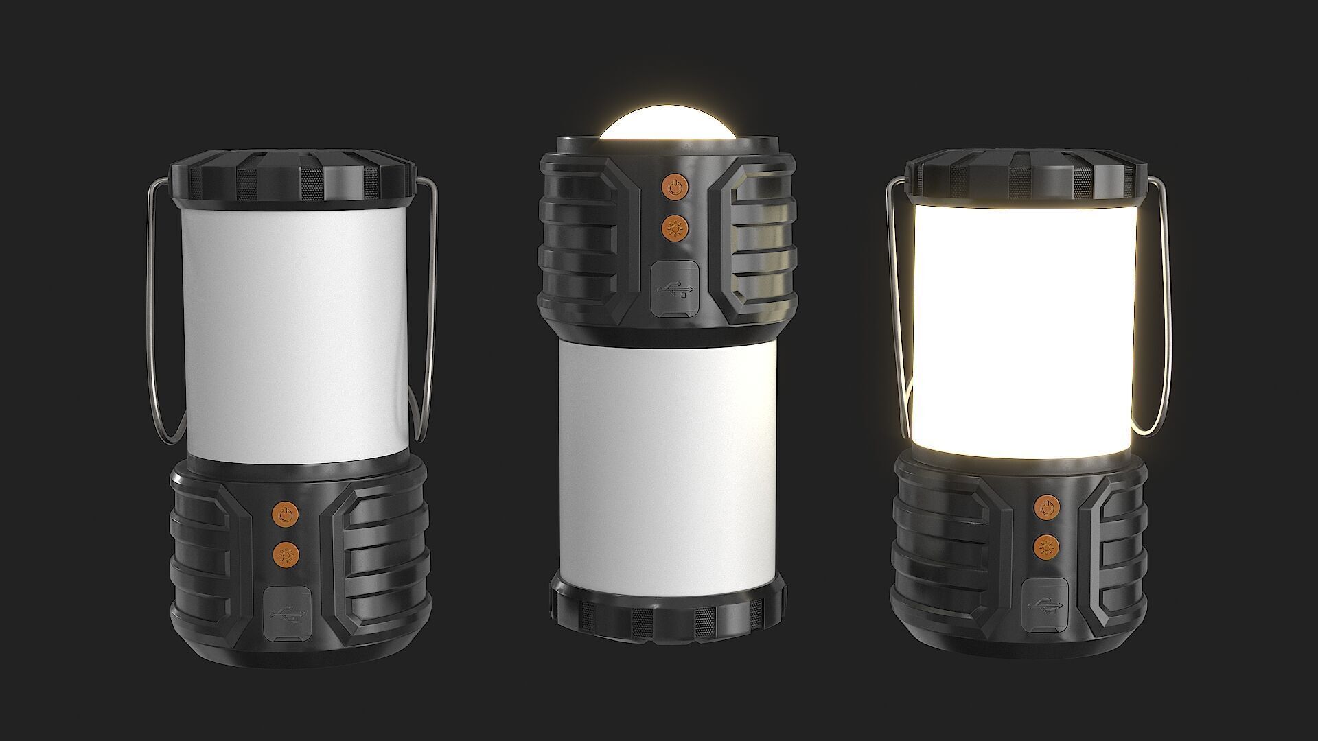 Led Camping Lanterns Low-poly 3D model_2