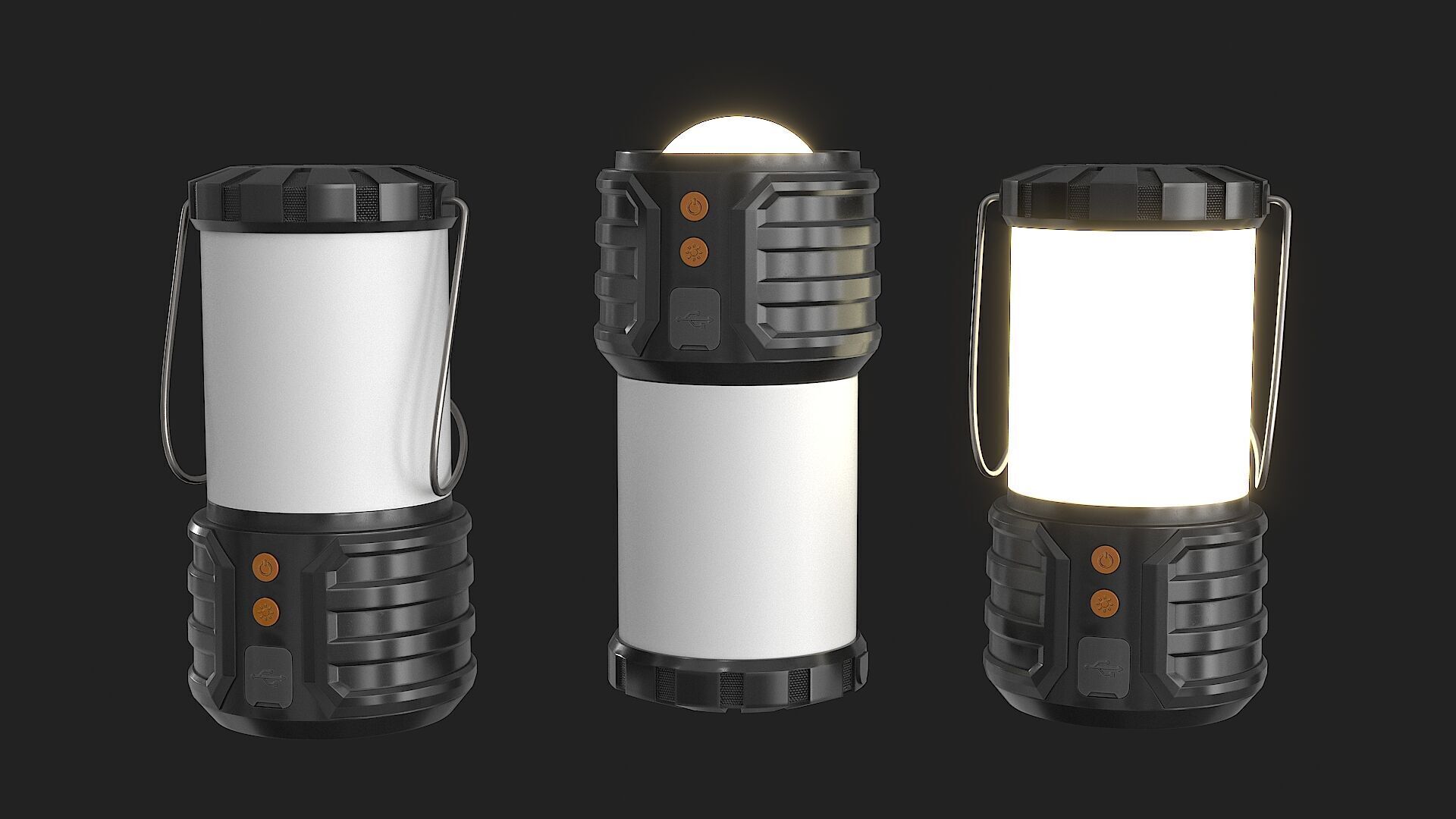Led Camping Lanterns Low-poly 3D model_10