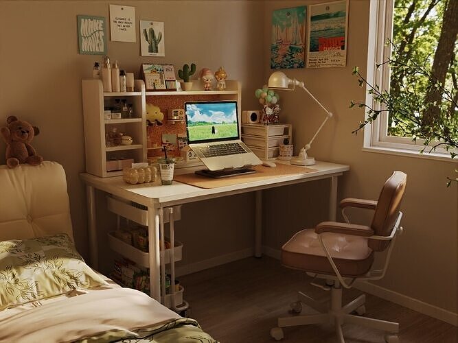desk next to the bed  3D model