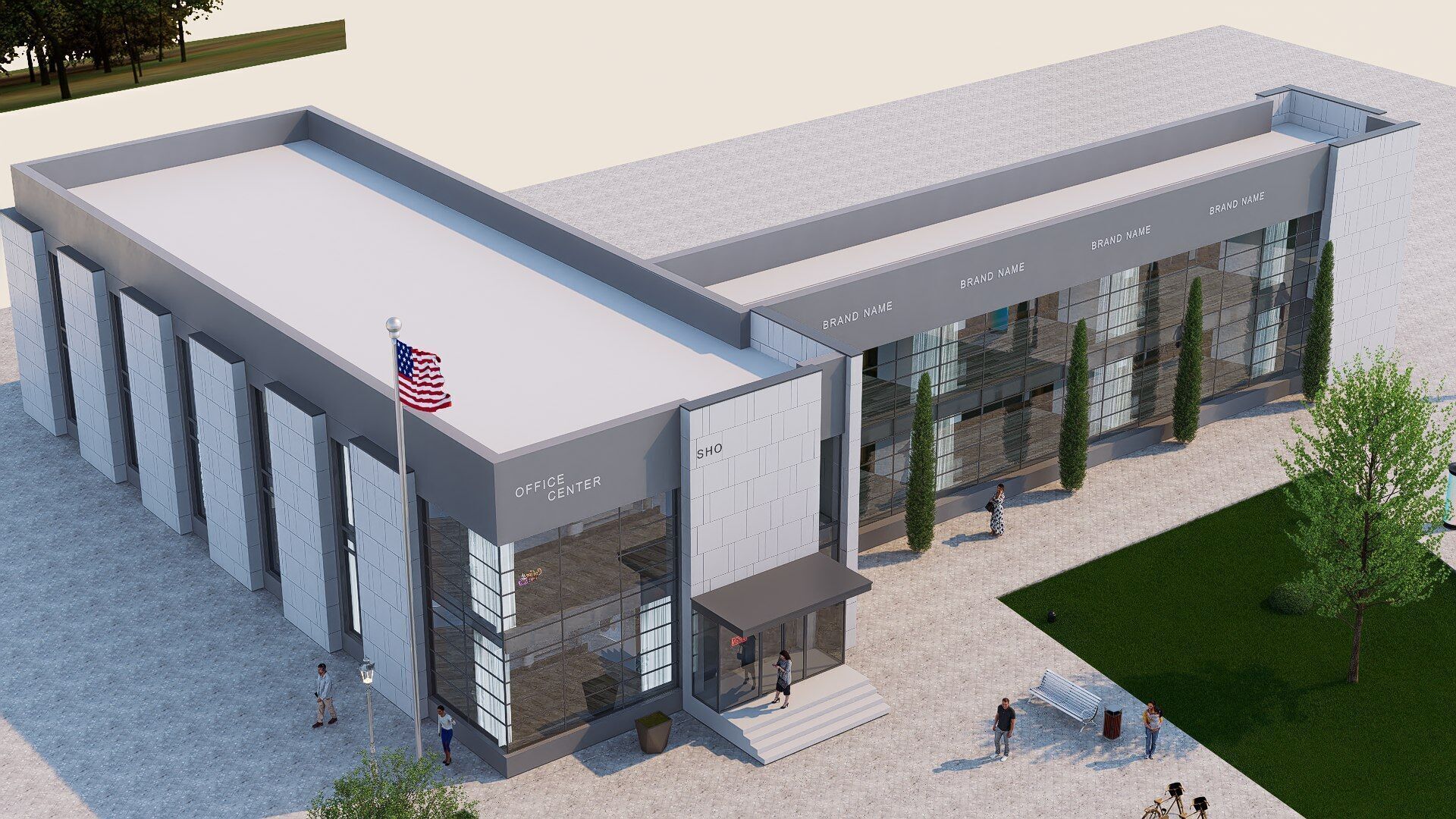 office building Low-poly 3D model_8