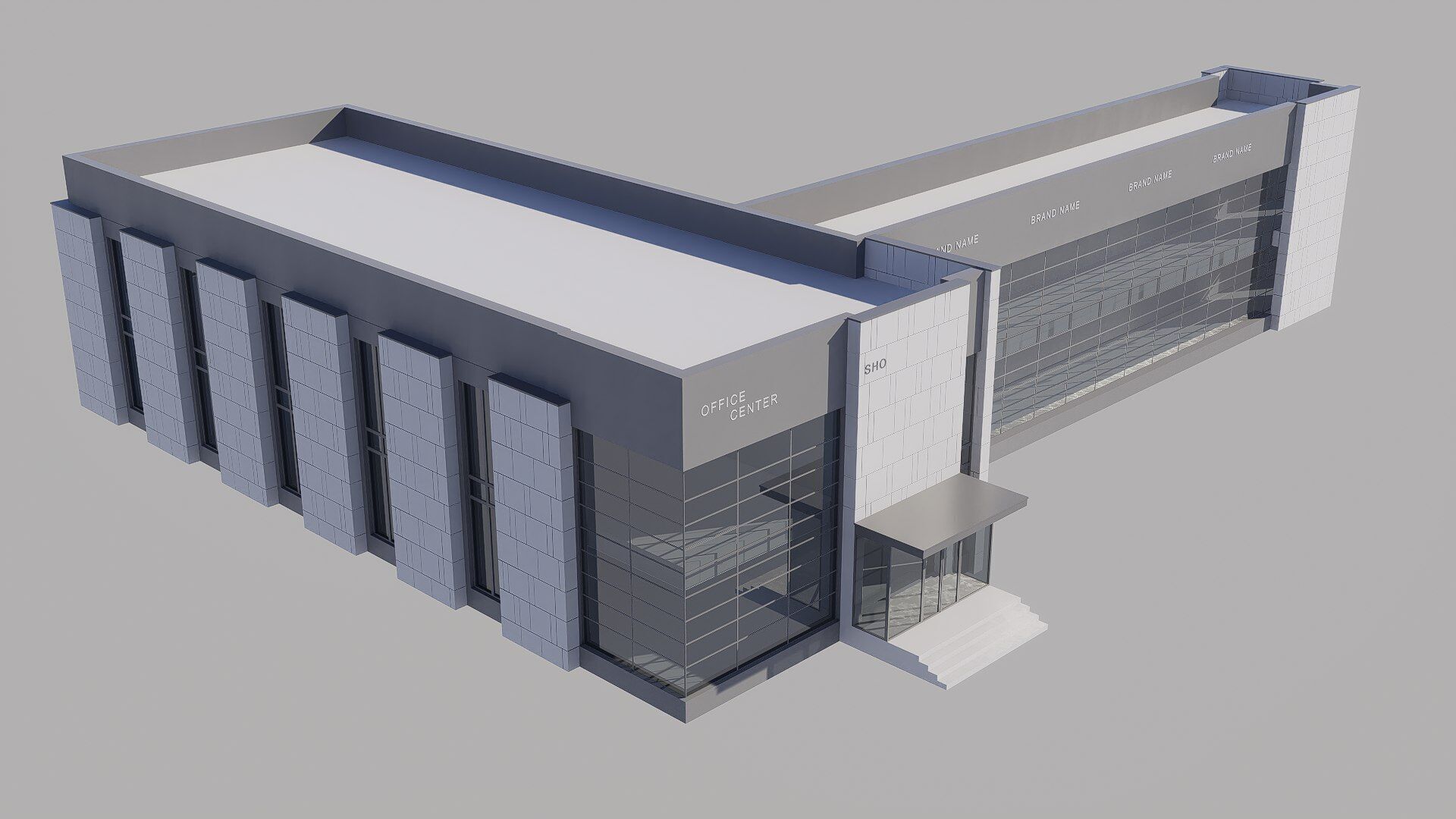 office building Low-poly 3D model_6