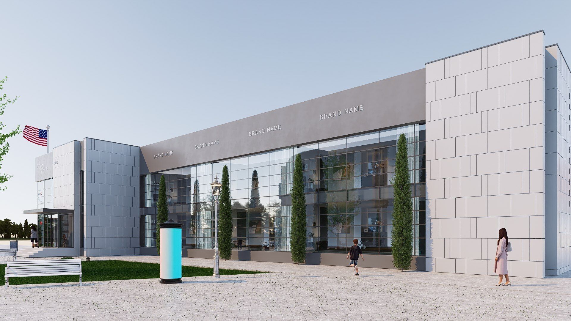 office building Low-poly 3D model_4