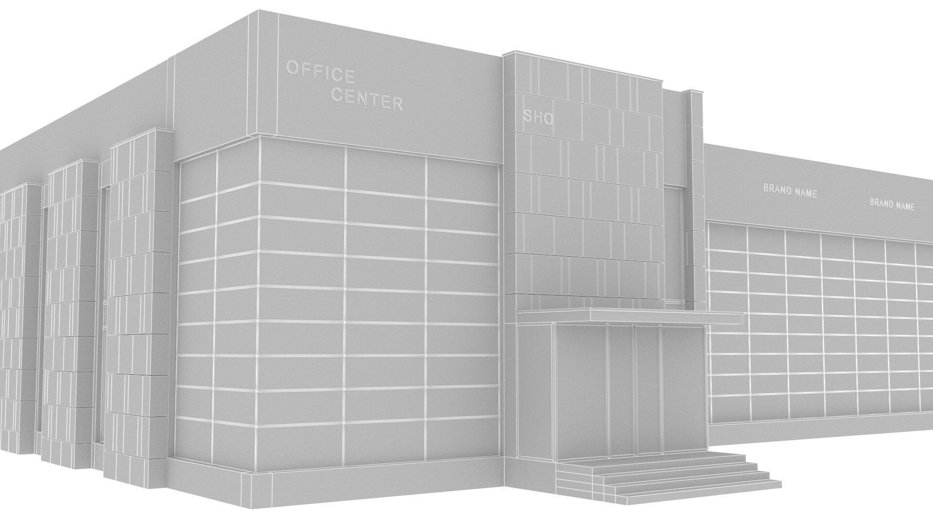 office building Low-poly 3D model_13