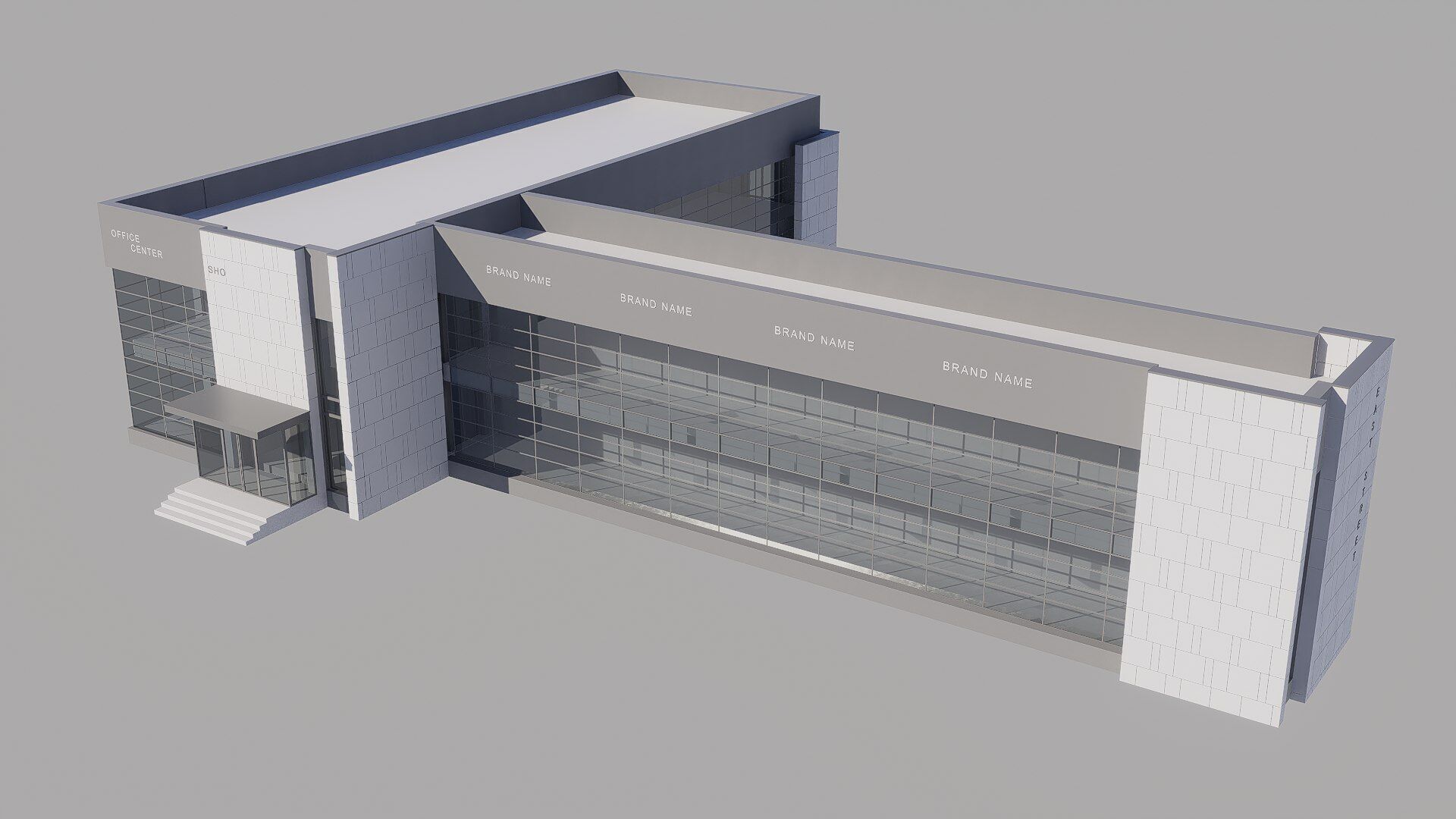 office building Low-poly 3D model_7
