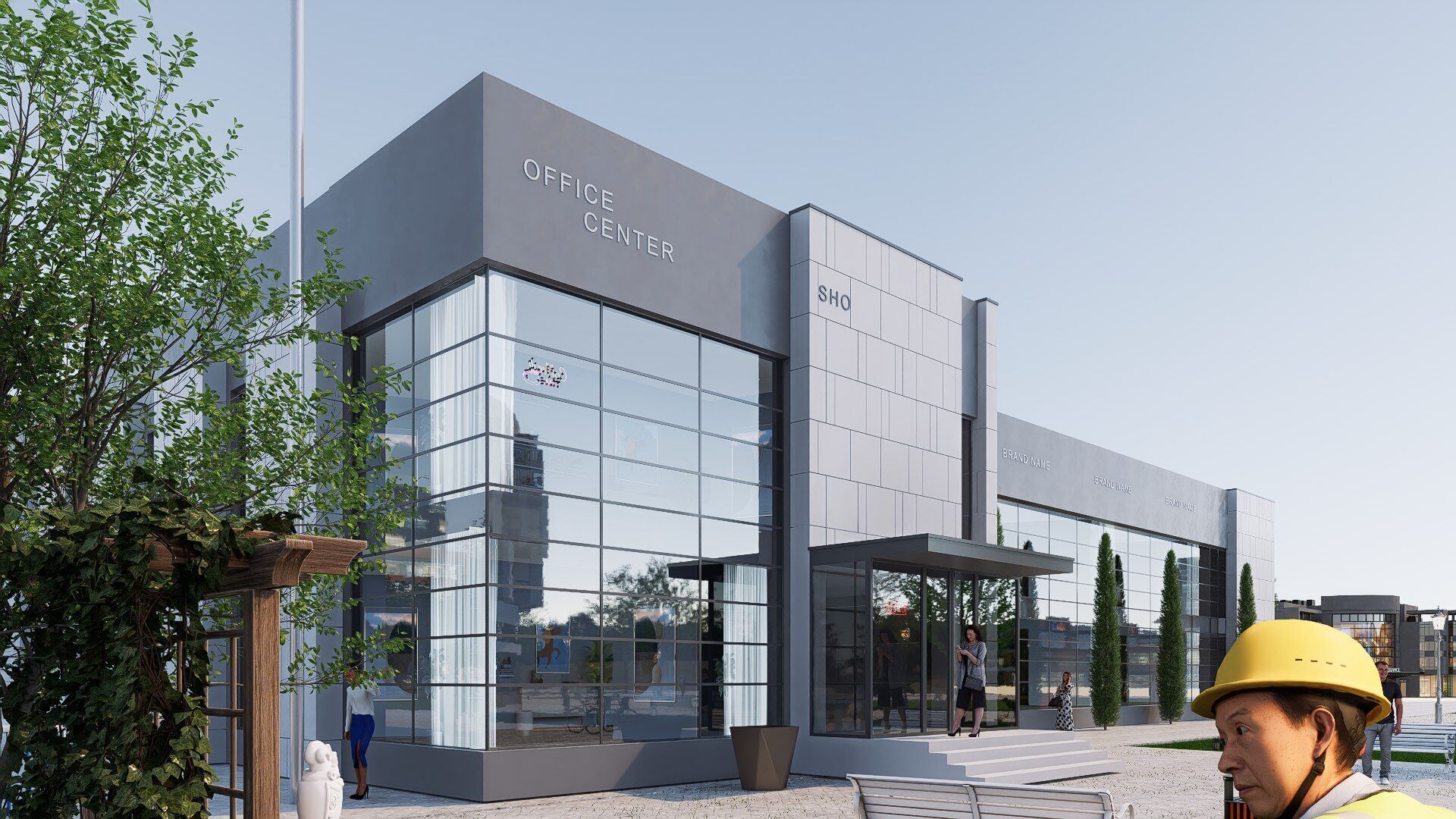 office building Low-poly 3D model_3