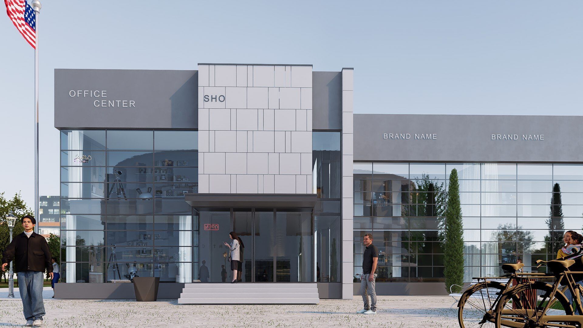 office building Low-poly 3D model_2