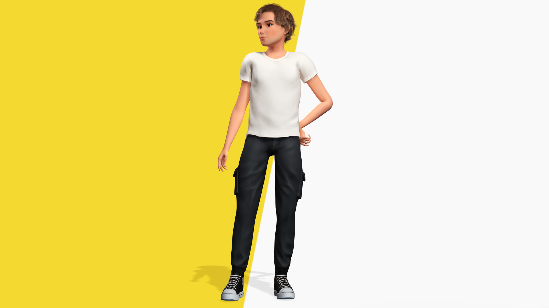 Charming Young Man Rigged Expressive 3D Happy Boy Low-poly 3D model_1