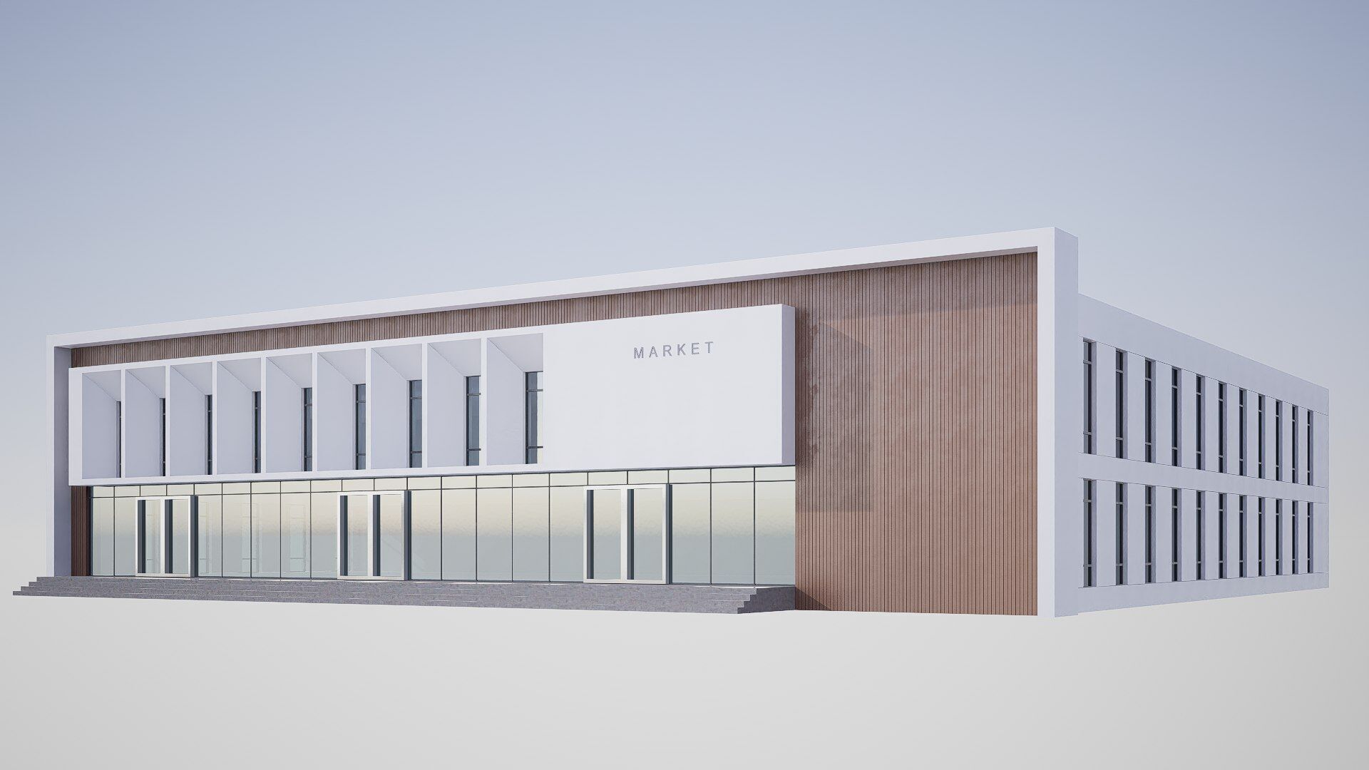 market building Low-poly 3D model_3