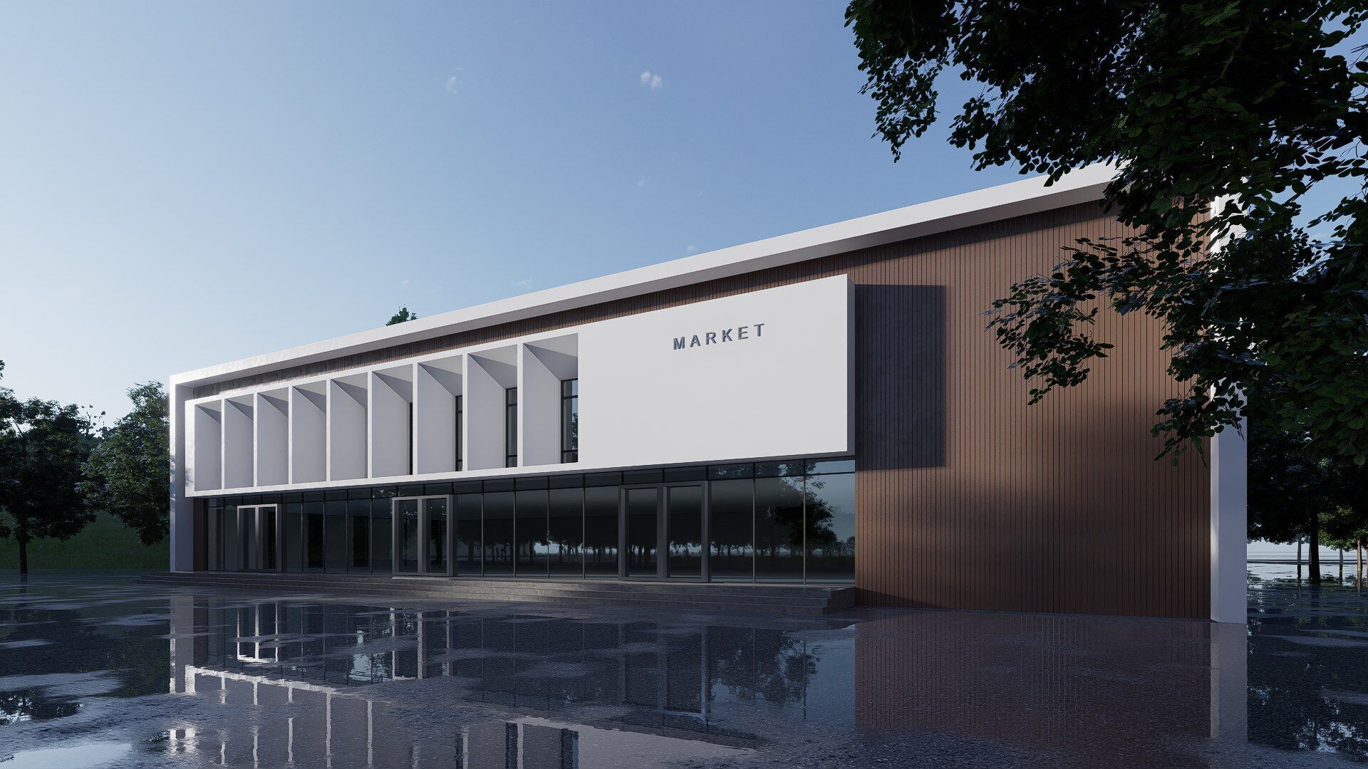 market building Low-poly 3D model_1