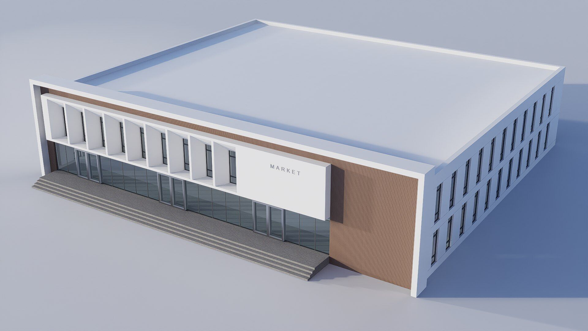 market building Low-poly 3D model_5