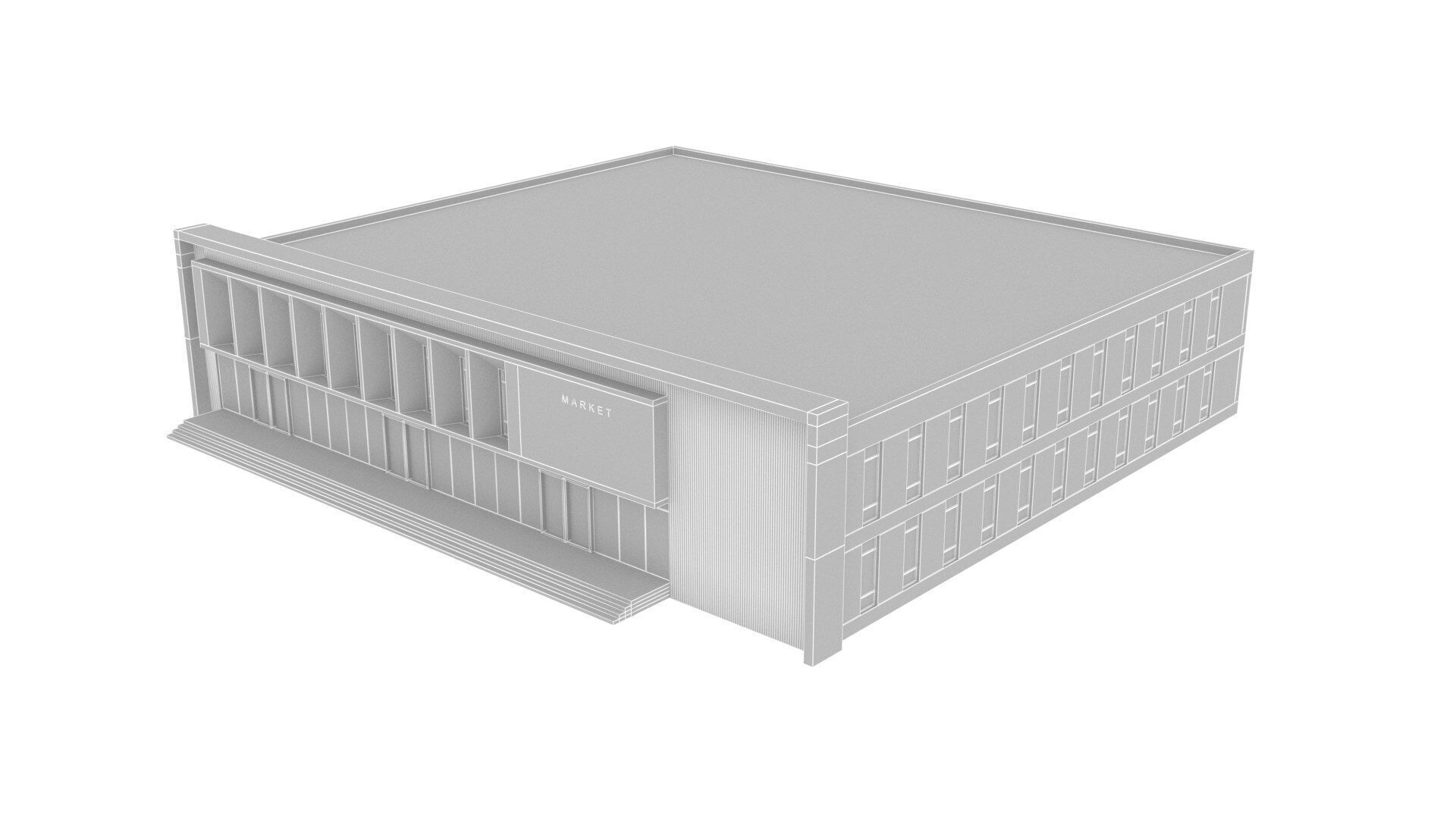 market building Low-poly 3D model_7