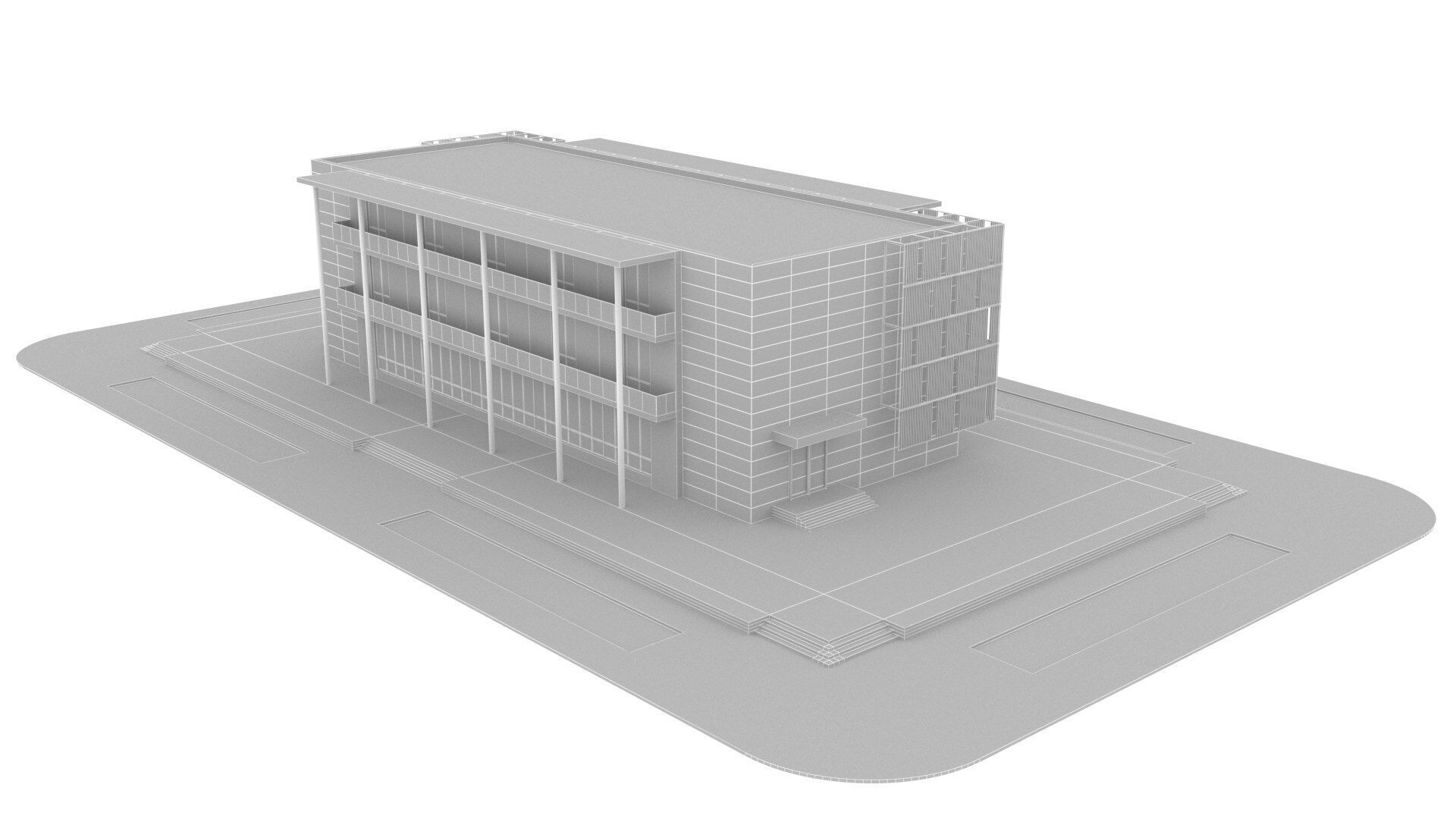 modern realistic building Low-poly 3D model_11