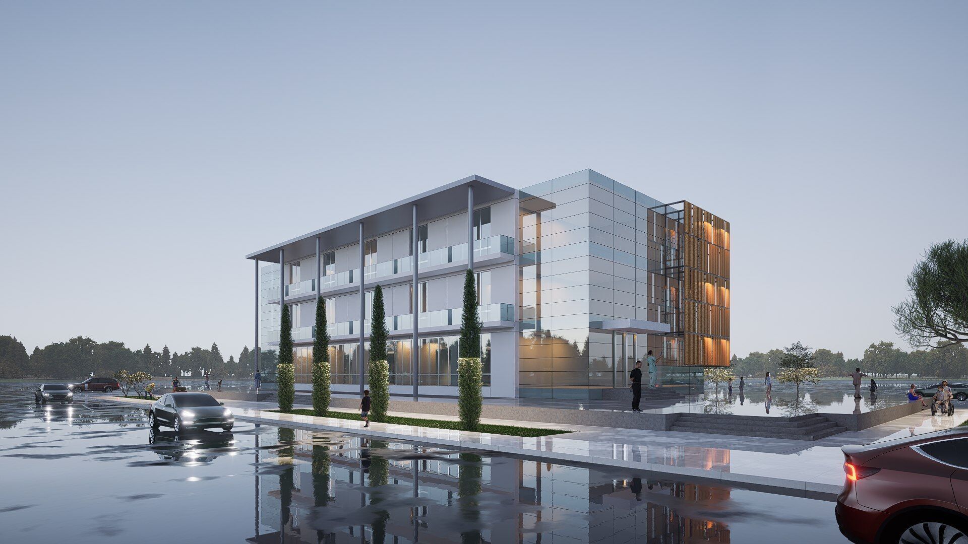 modern realistic building Low-poly 3D model_5