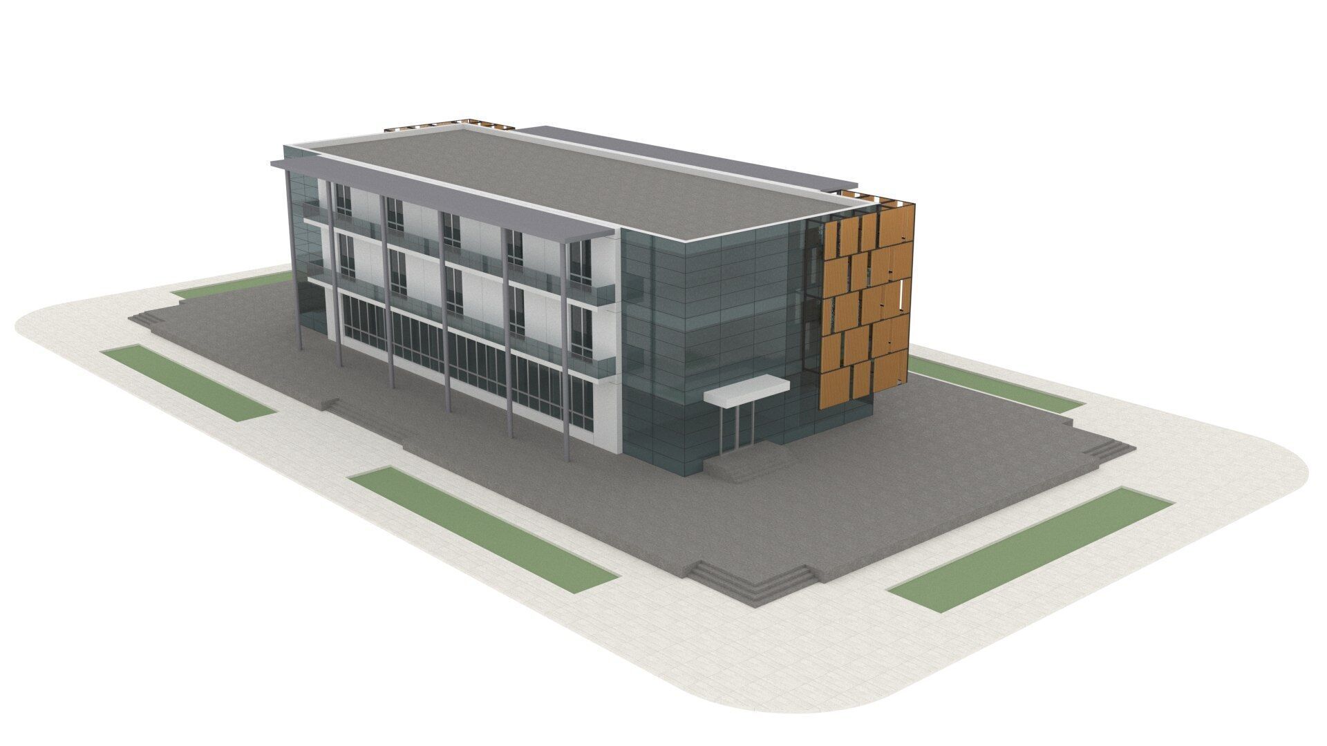 modern realistic building Low-poly 3D model_8