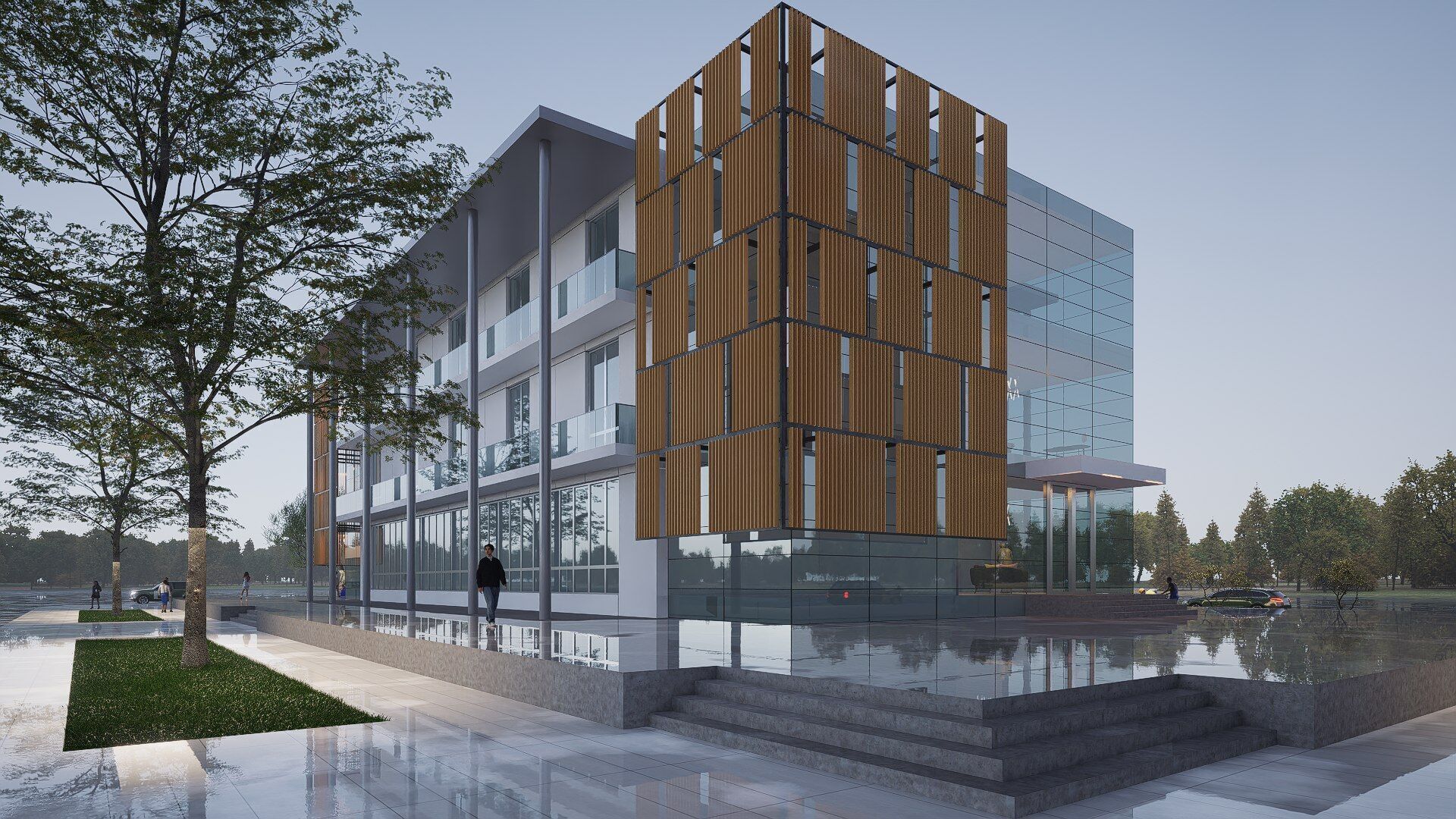 modern realistic building Low-poly 3D model_2