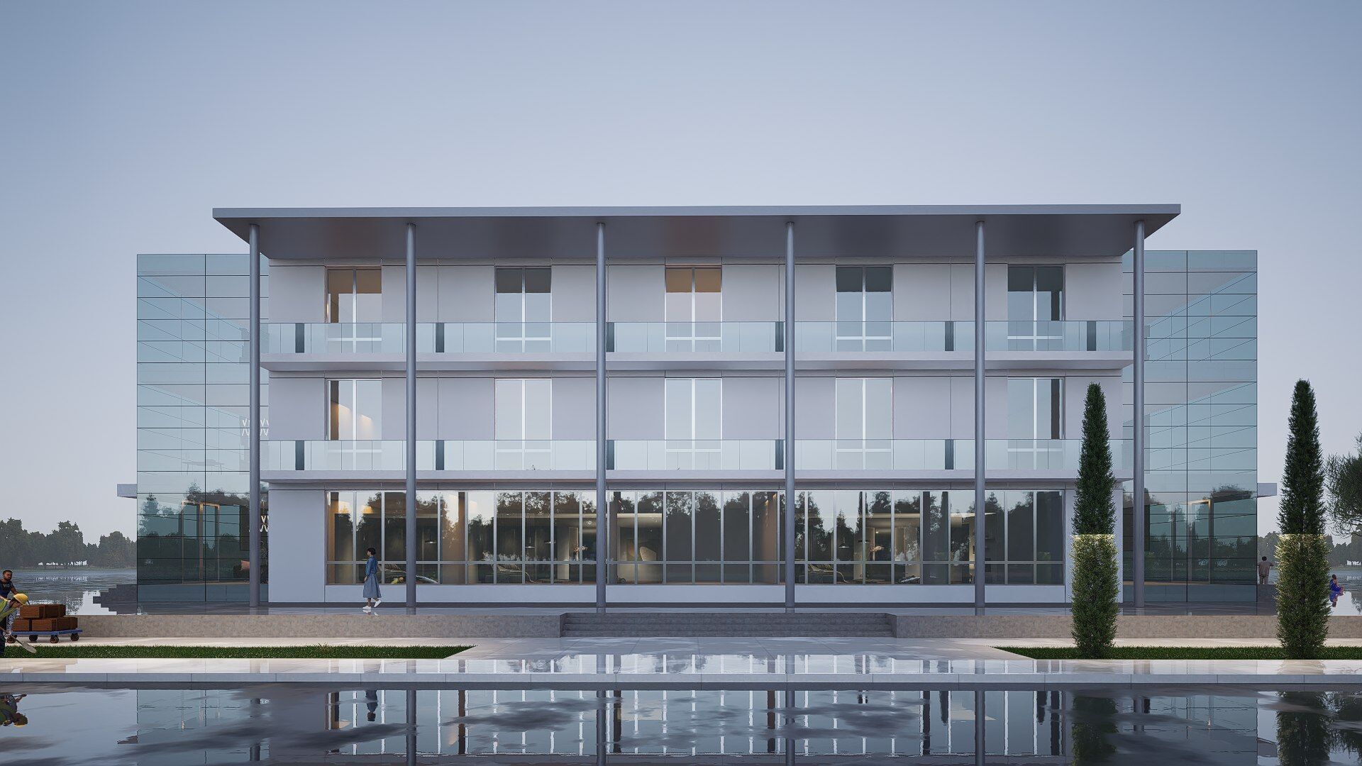 modern realistic building Low-poly 3D model_6