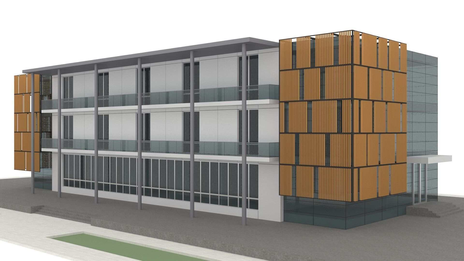 modern realistic building Low-poly 3D model_7