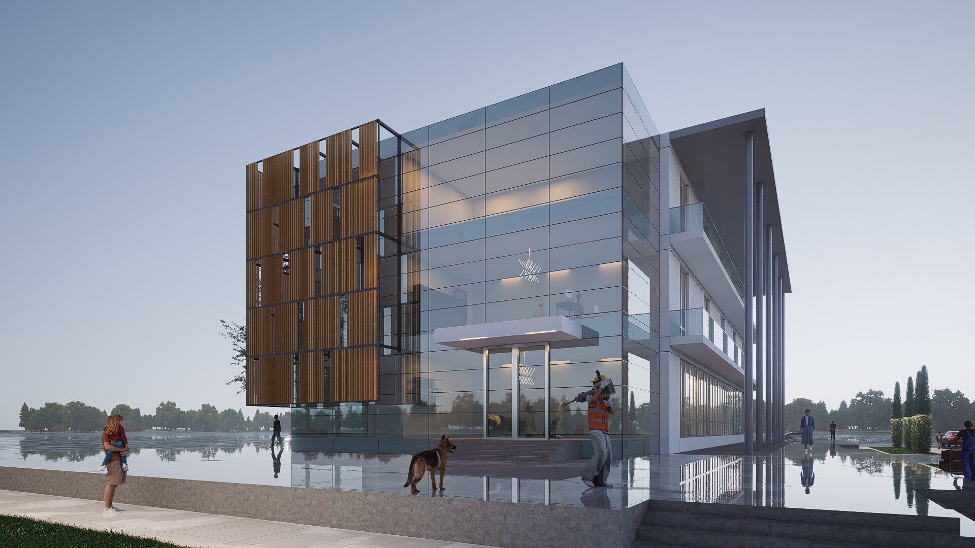 modern realistic building Low-poly 3D model_1