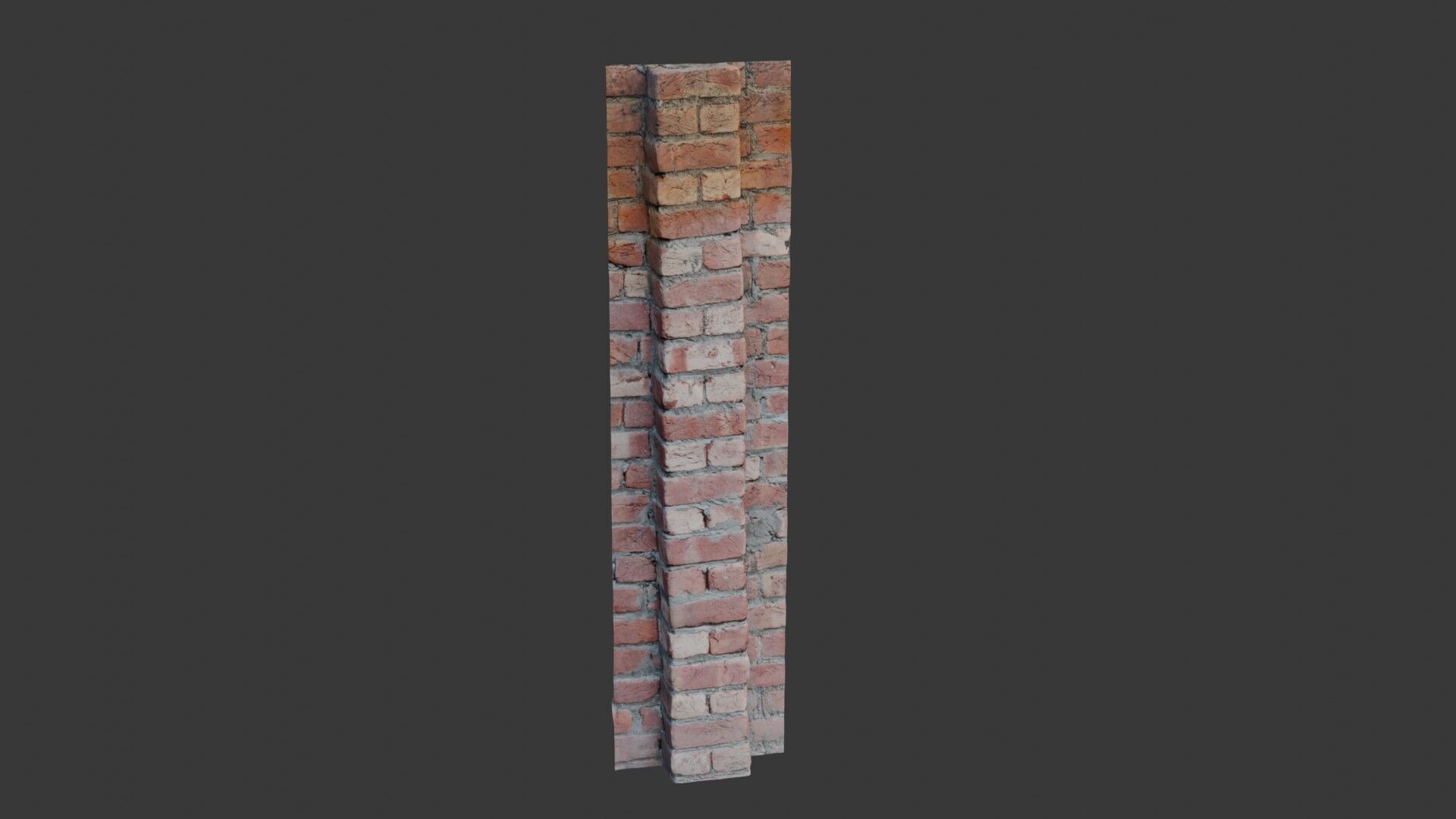 Weathered Brick Wall Column Scan Low-poly 3D model_1