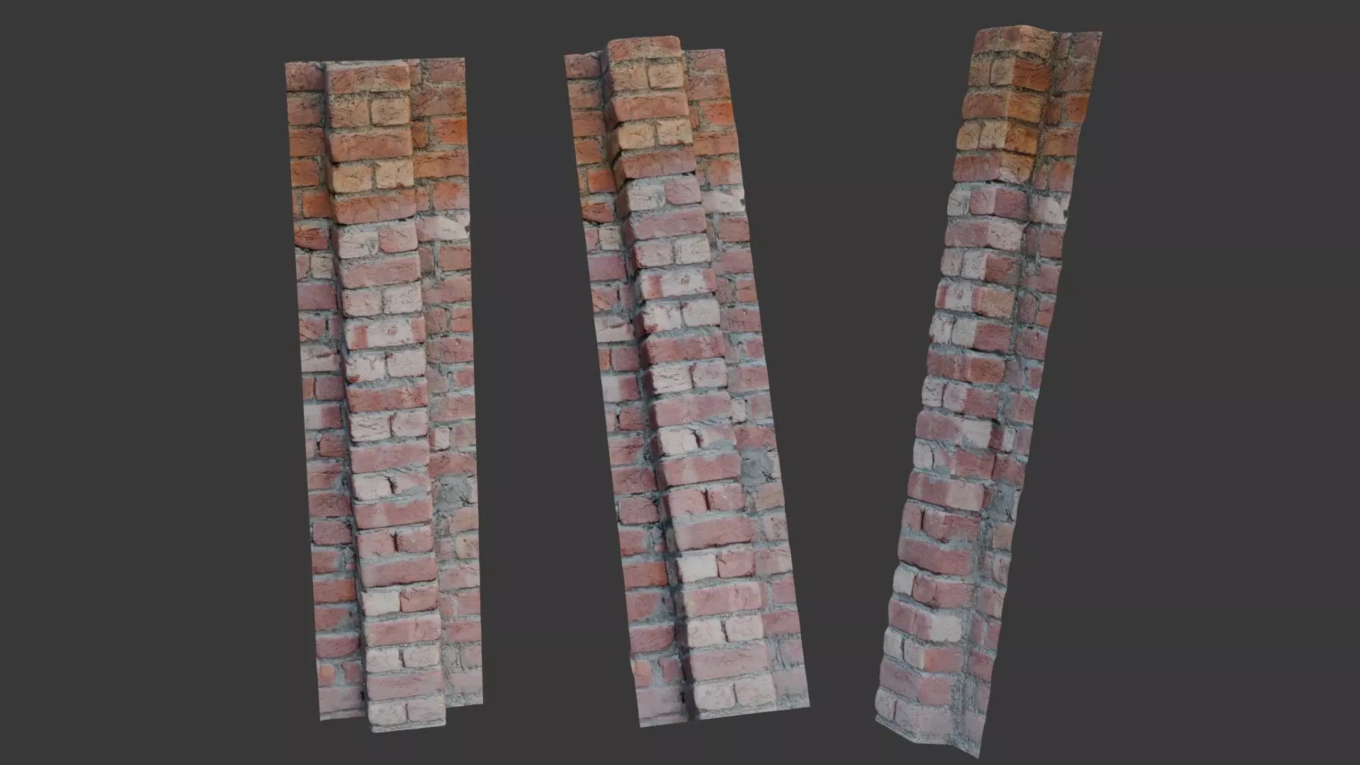 Weathered Brick Wall Column Scan Low-poly 3D model_0