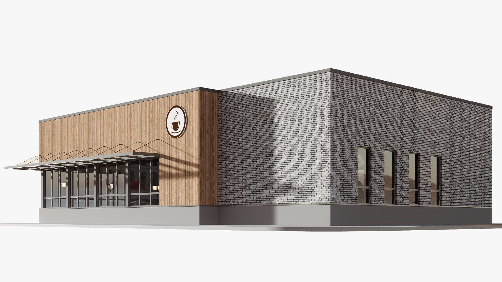 coffee shop Low-poly 3D model_1