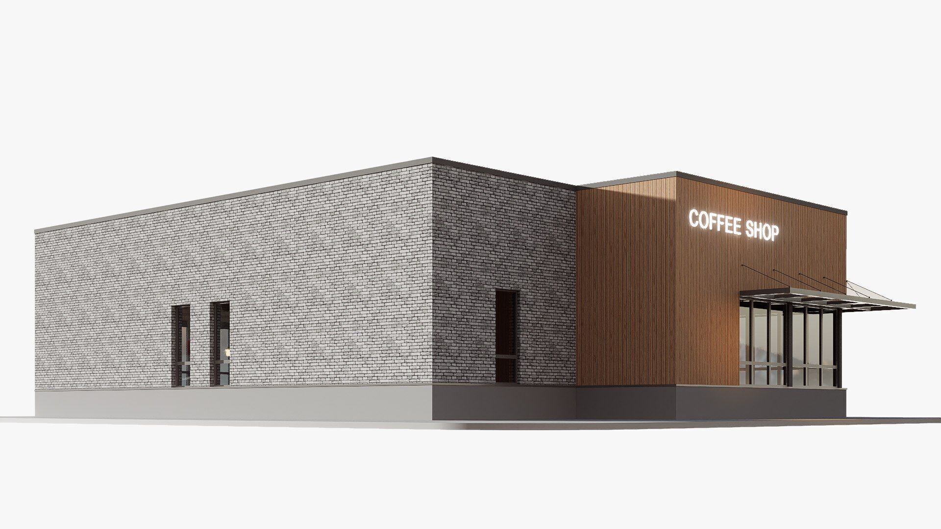 coffee shop Low-poly 3D model_2