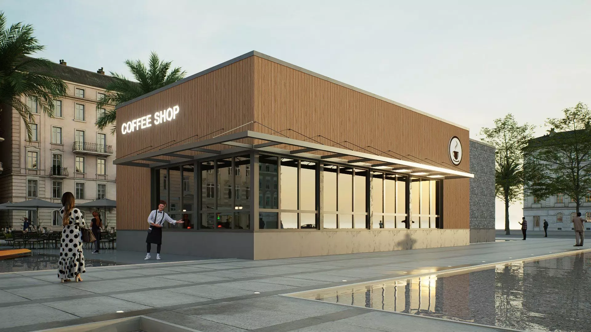 coffee shop Low-poly 3D model_0