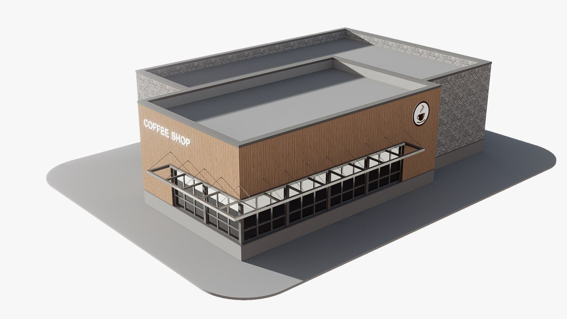 coffee shop Low-poly 3D model_4