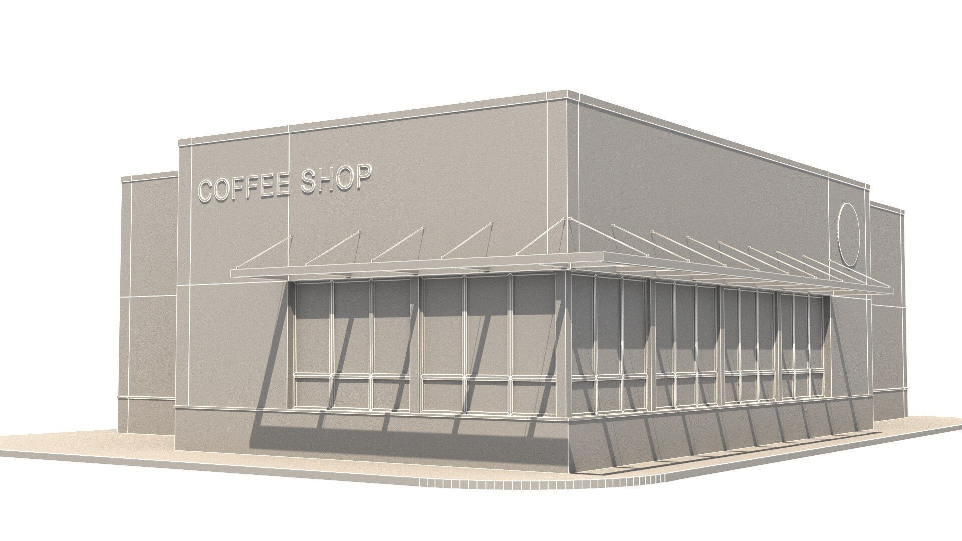 coffee shop Low-poly 3D model_7