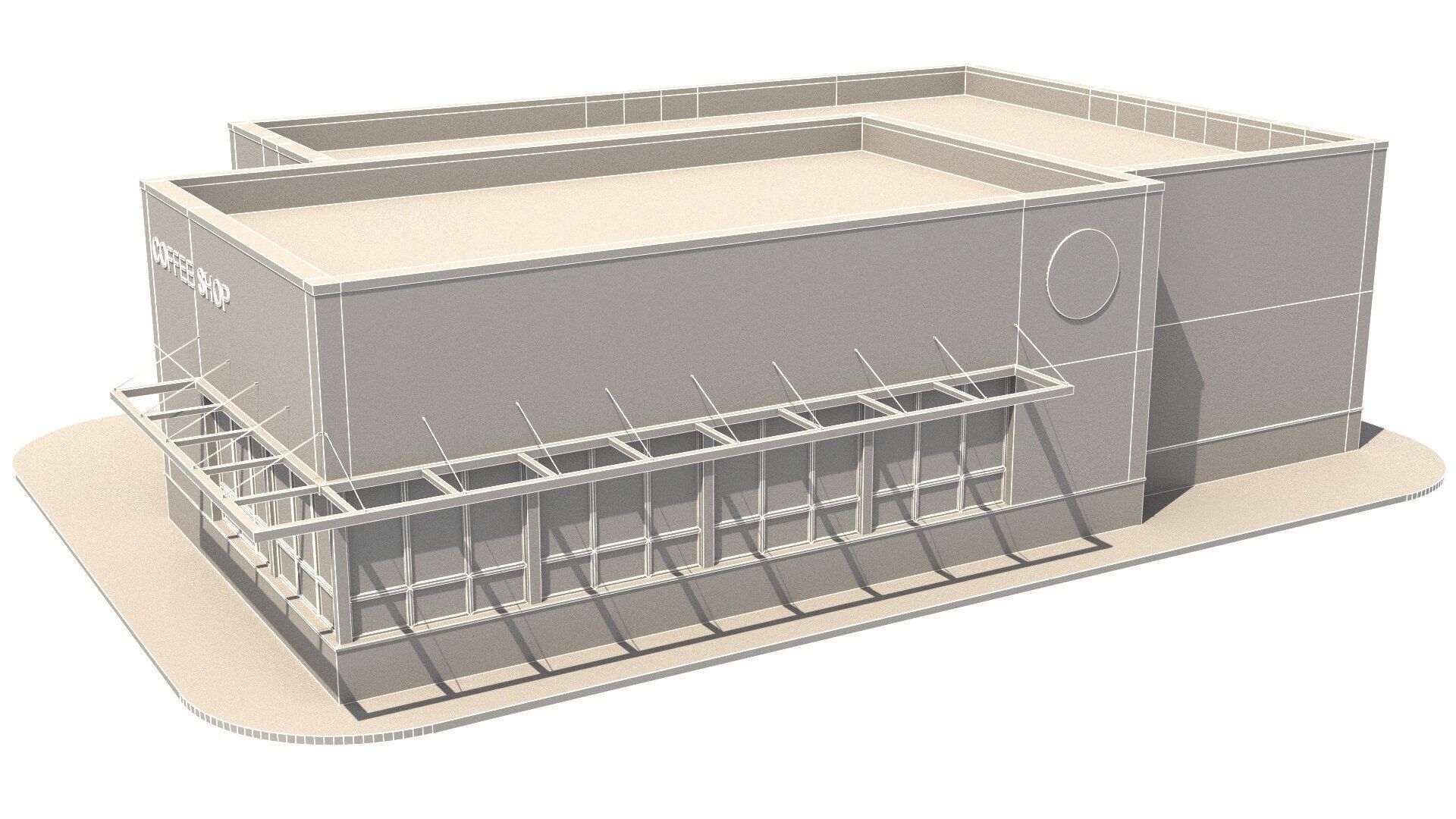 coffee shop Low-poly 3D model_6