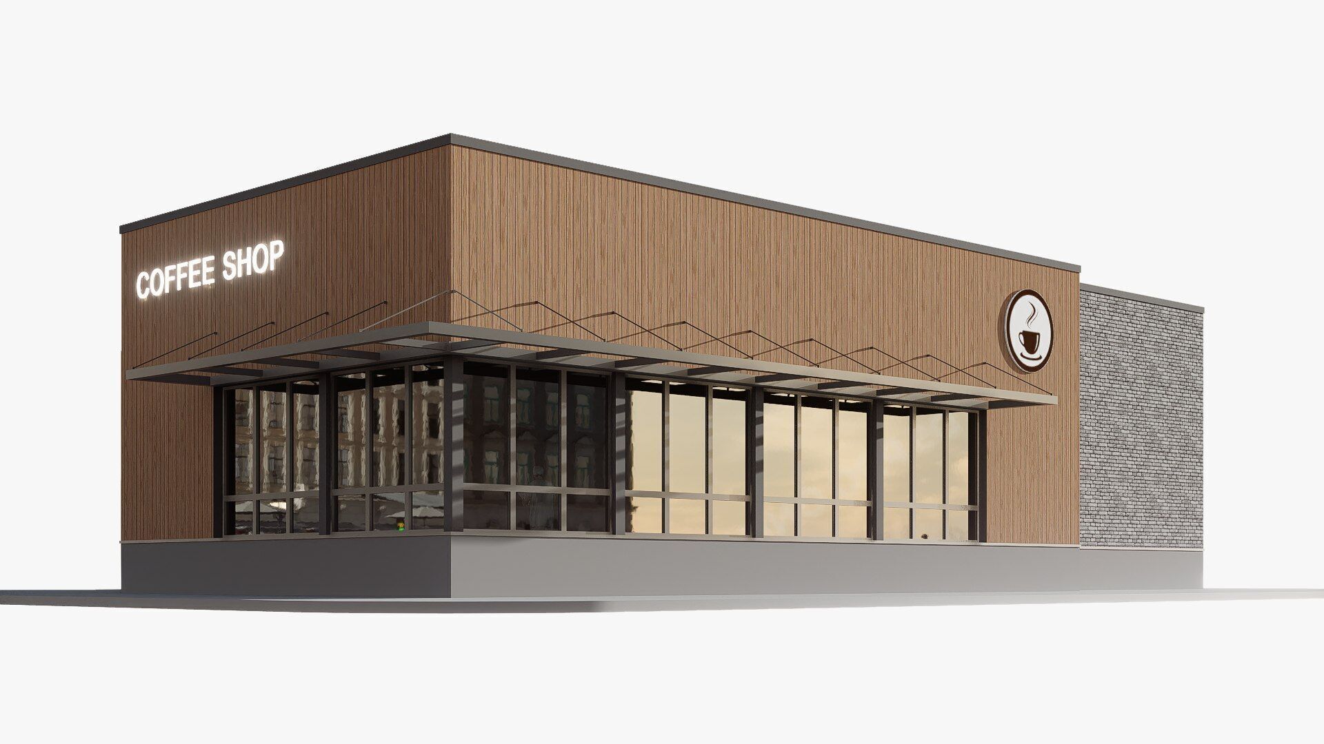 coffee shop Low-poly 3D model_5