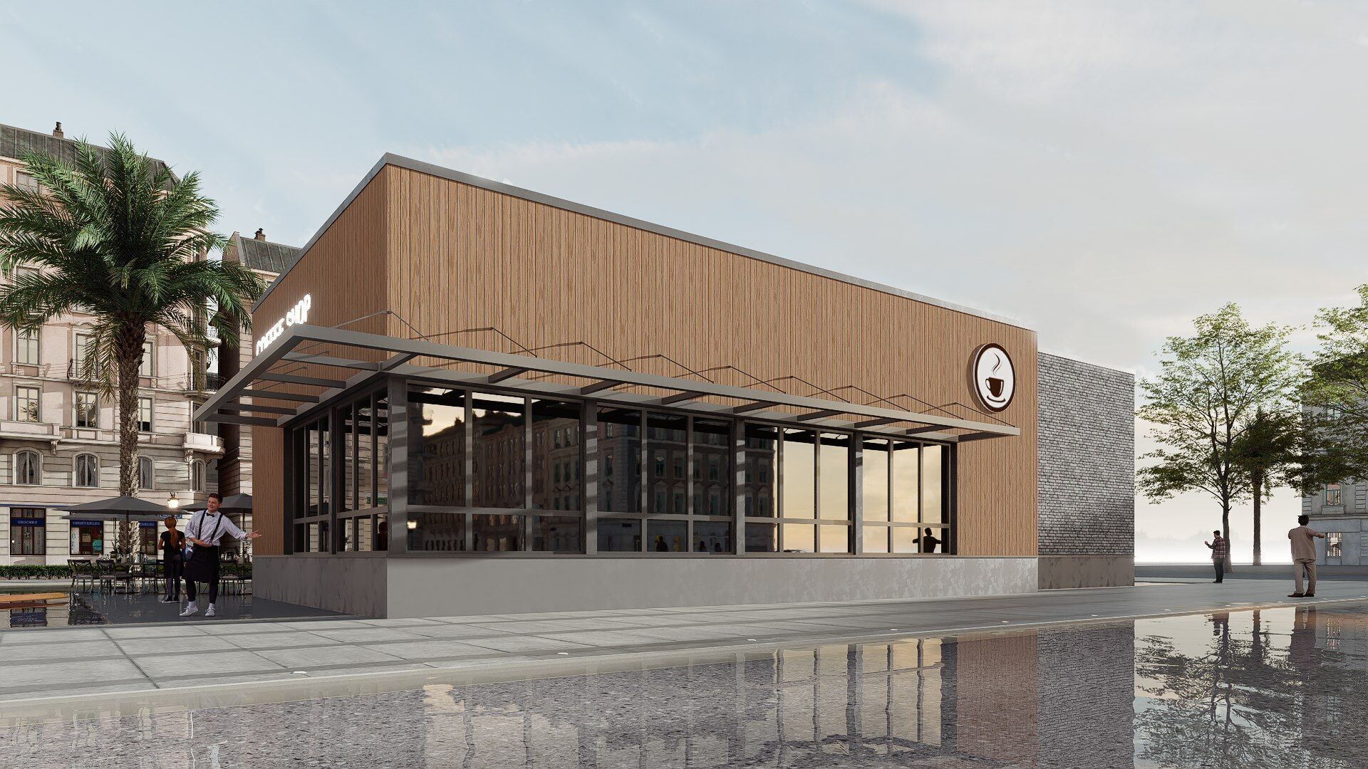 coffee shop Low-poly 3D model_3