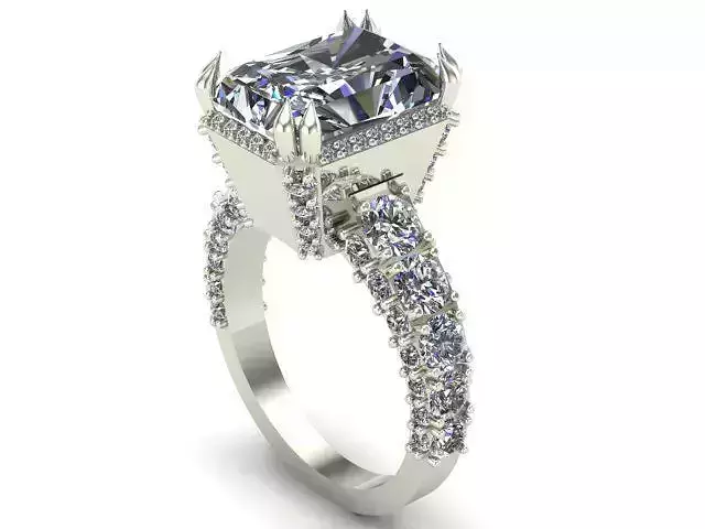 Engagement Ring With Radiant and Round Diamond 