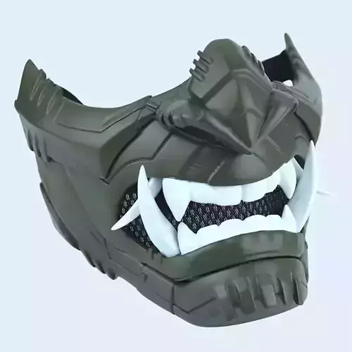 Cyber Oni Mask Matte Olive Green 3D model