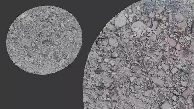 Realistic Gravel and Dirt Ground Texture Low-poly 3D model