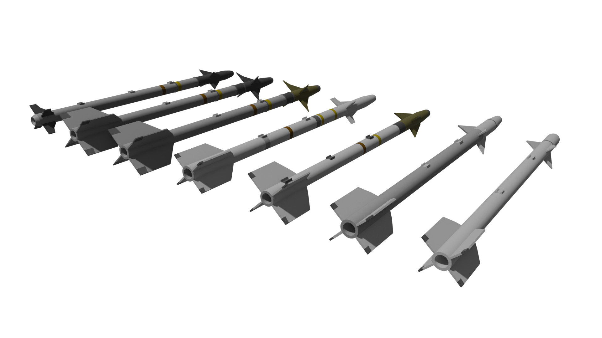 Aim-9 Sidewinders low poly collection Low-poly 3D model_3