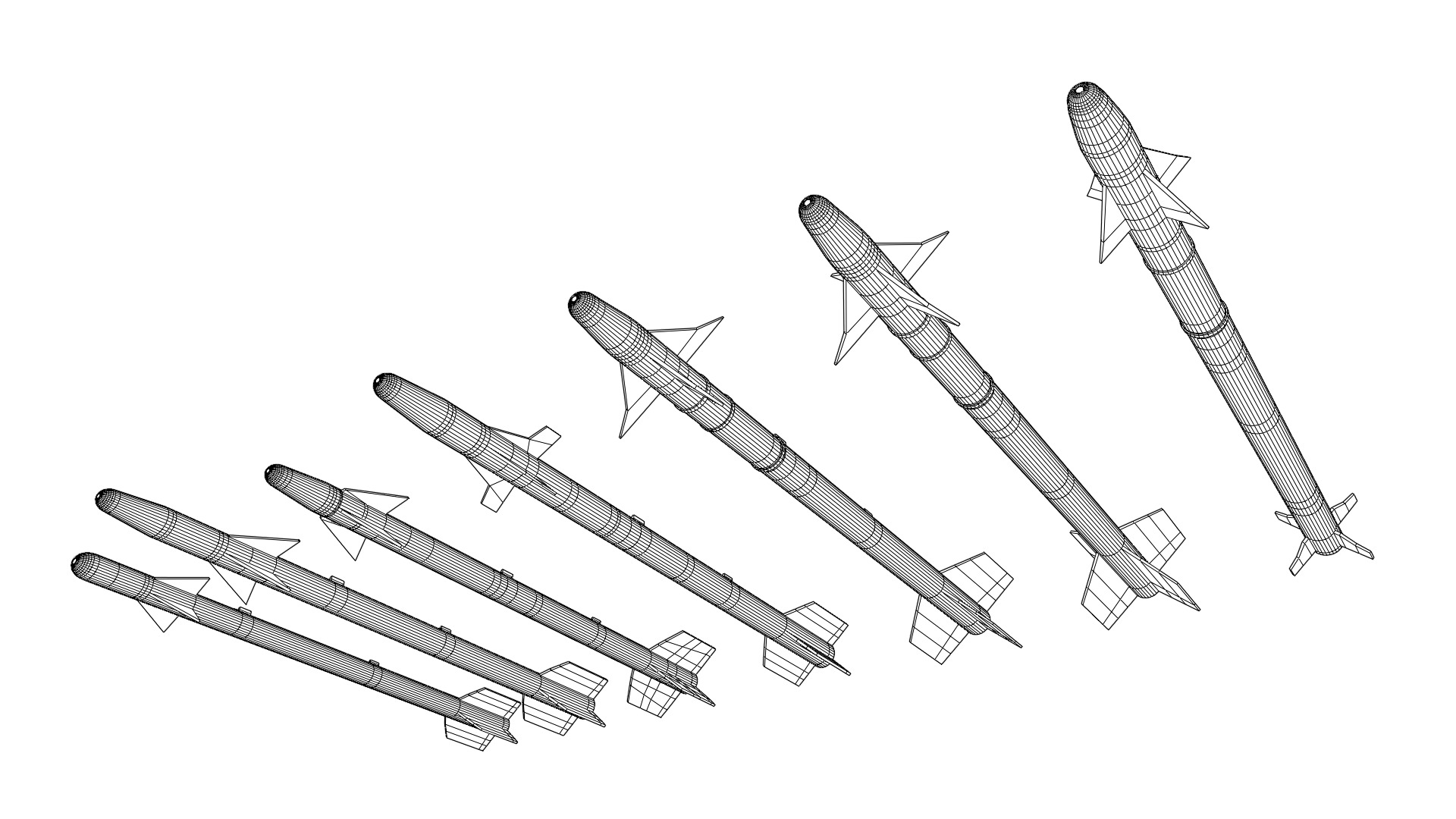 Aim-9 Sidewinders low poly collection Low-poly 3D model_6