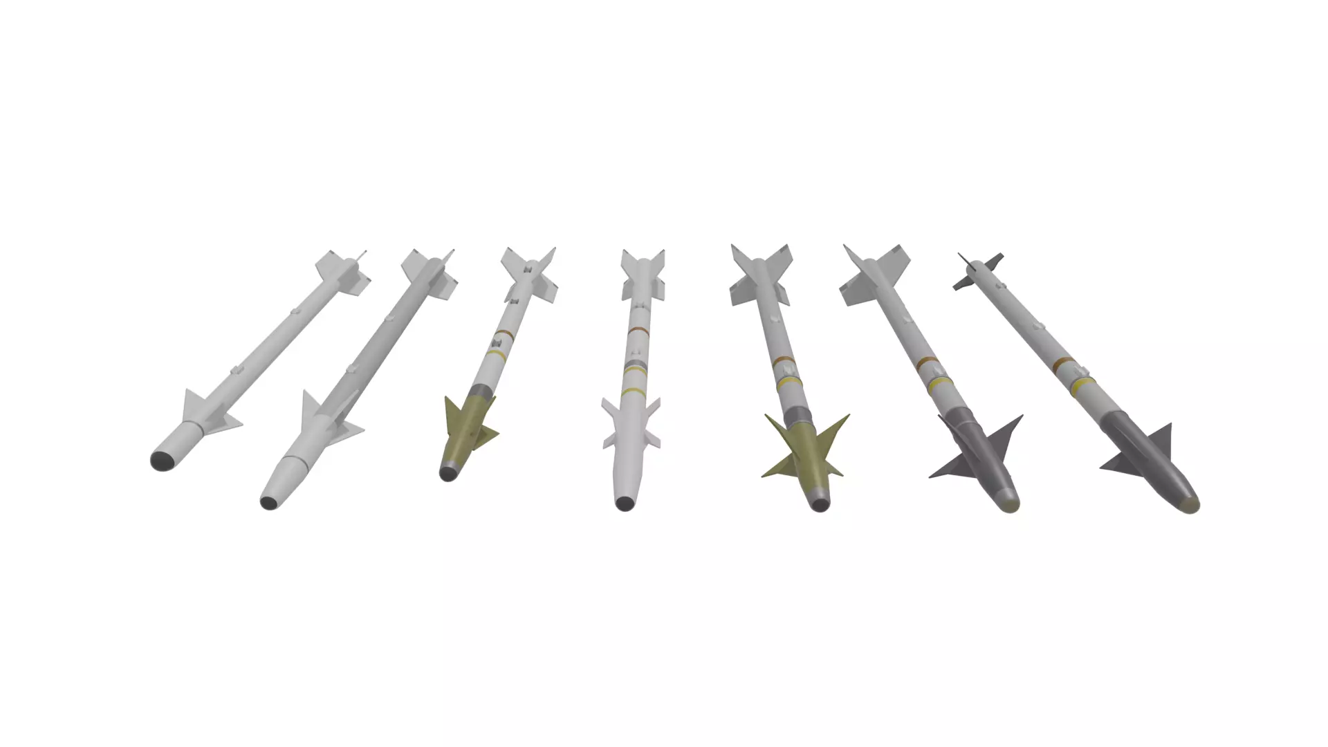 Aim-9 Sidewinders low poly collection Low-poly 3D model_0