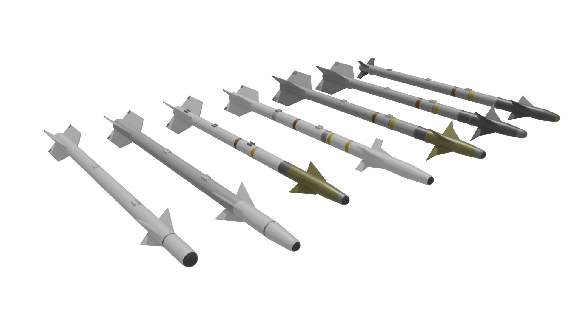 Aim-9 Sidewinders low poly collection Low-poly 3D model_1