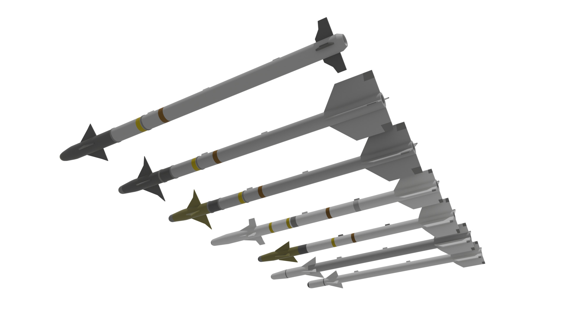 Aim-9 Sidewinders low poly collection Low-poly 3D model_4