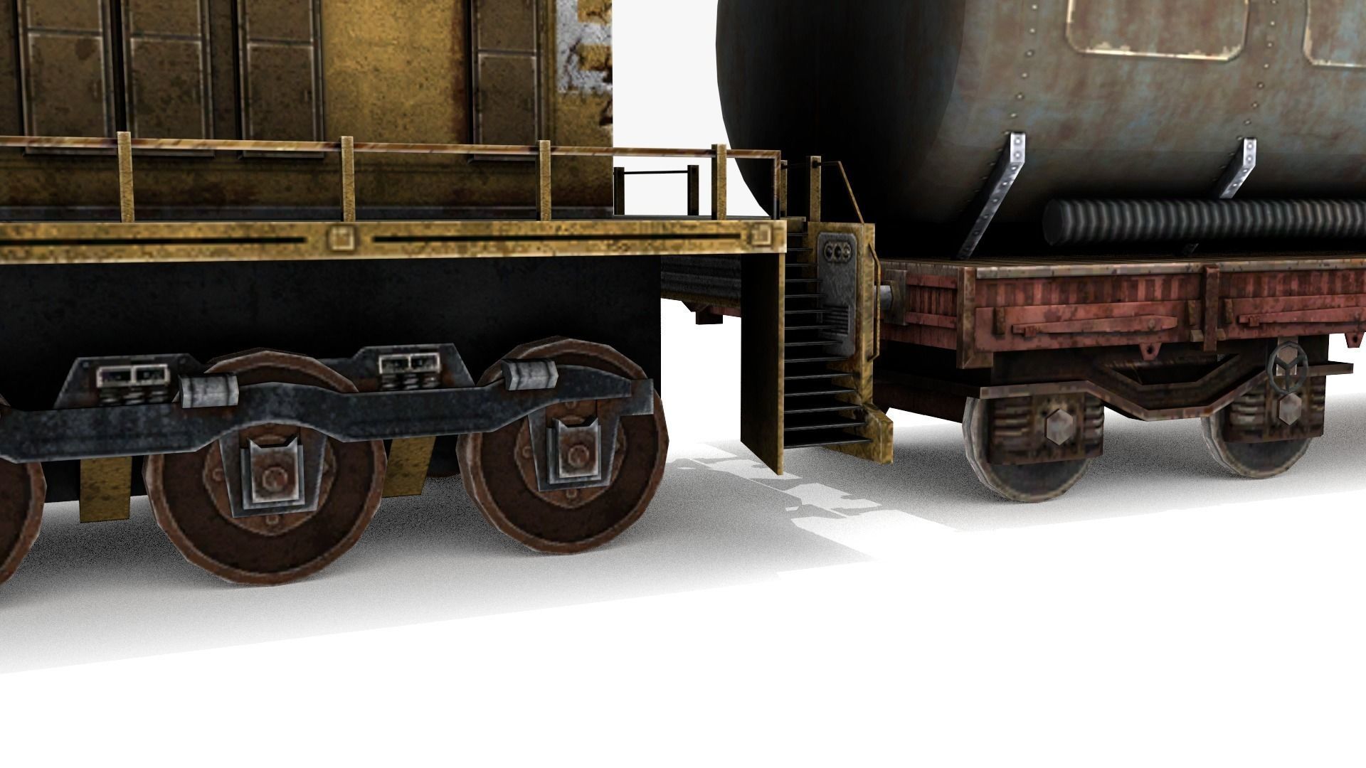 Train and Wagon Low-poly 3D model_3