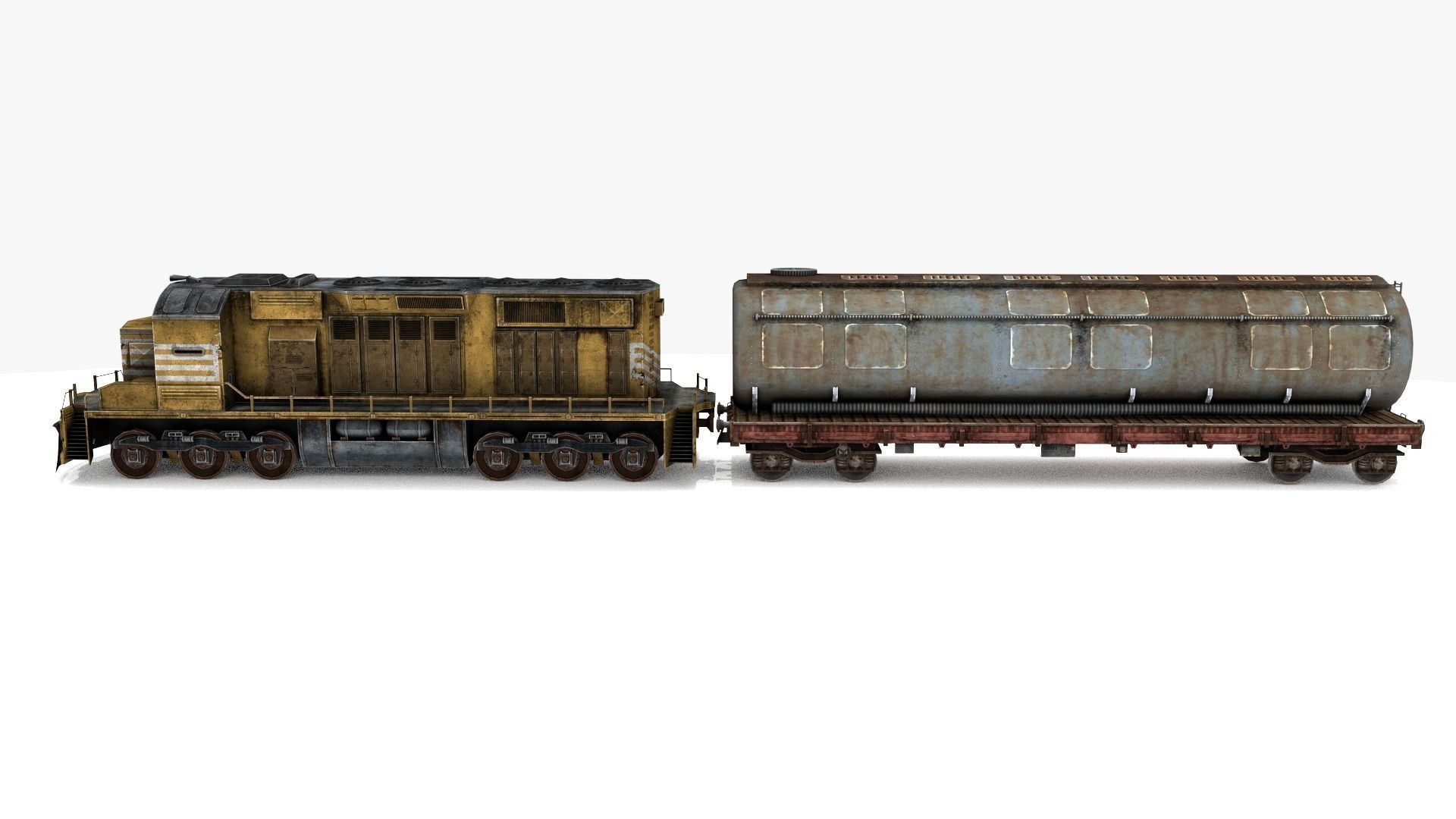 Train and Wagon Low-poly 3D model_1