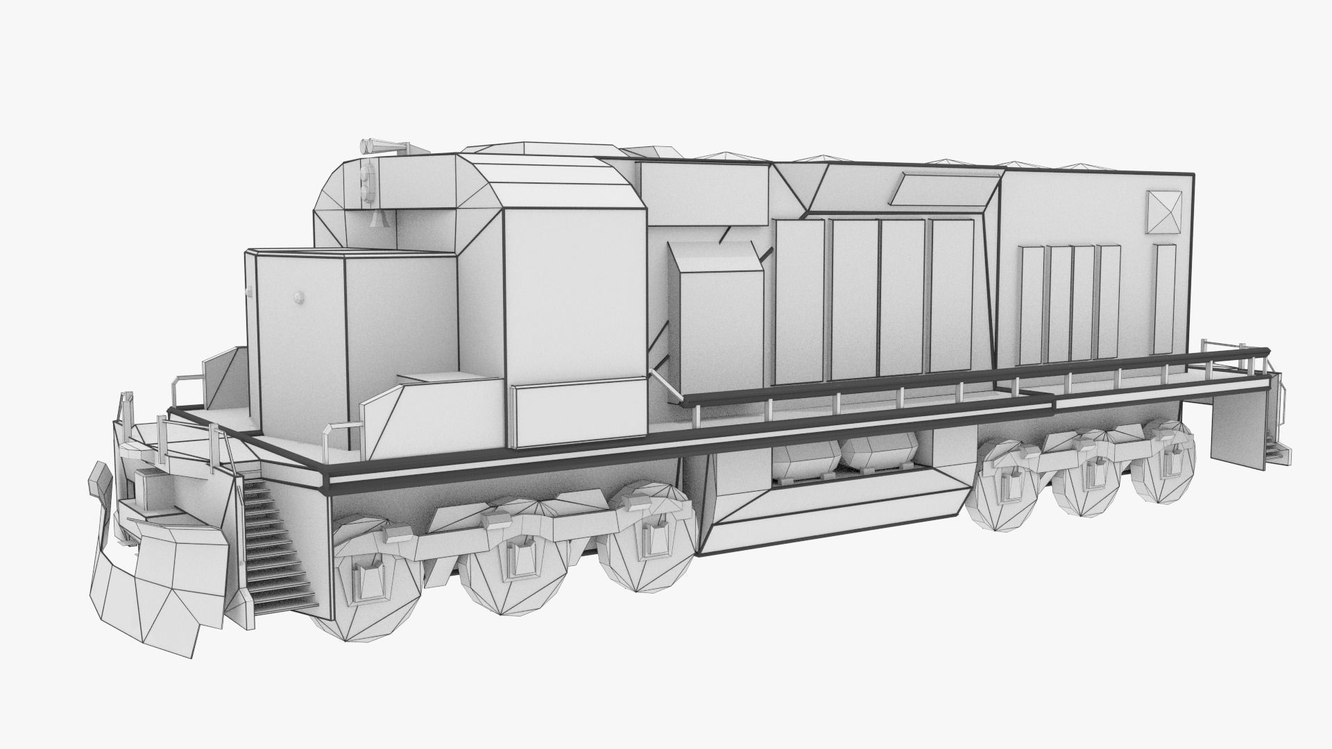 Train and Wagon Low-poly 3D model_11