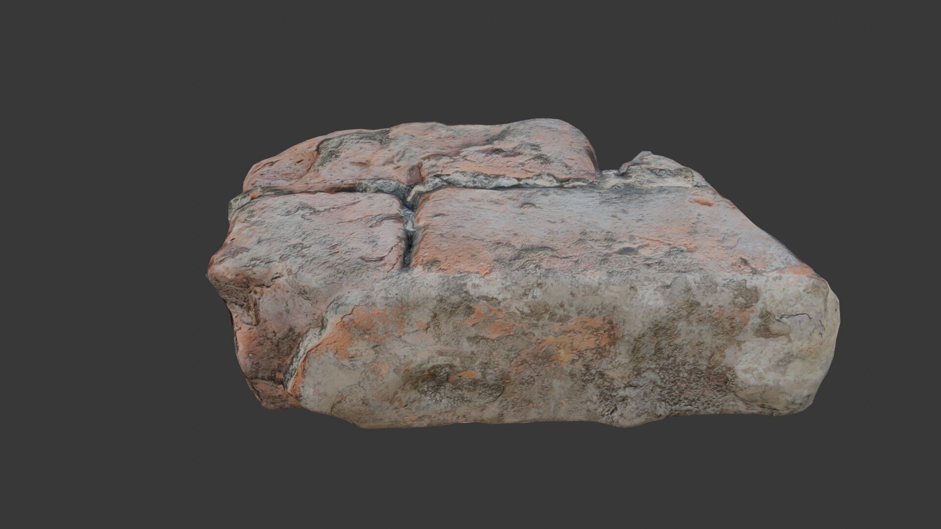 Weathered Red Brick with Engraving  Low-poly 3D model_6