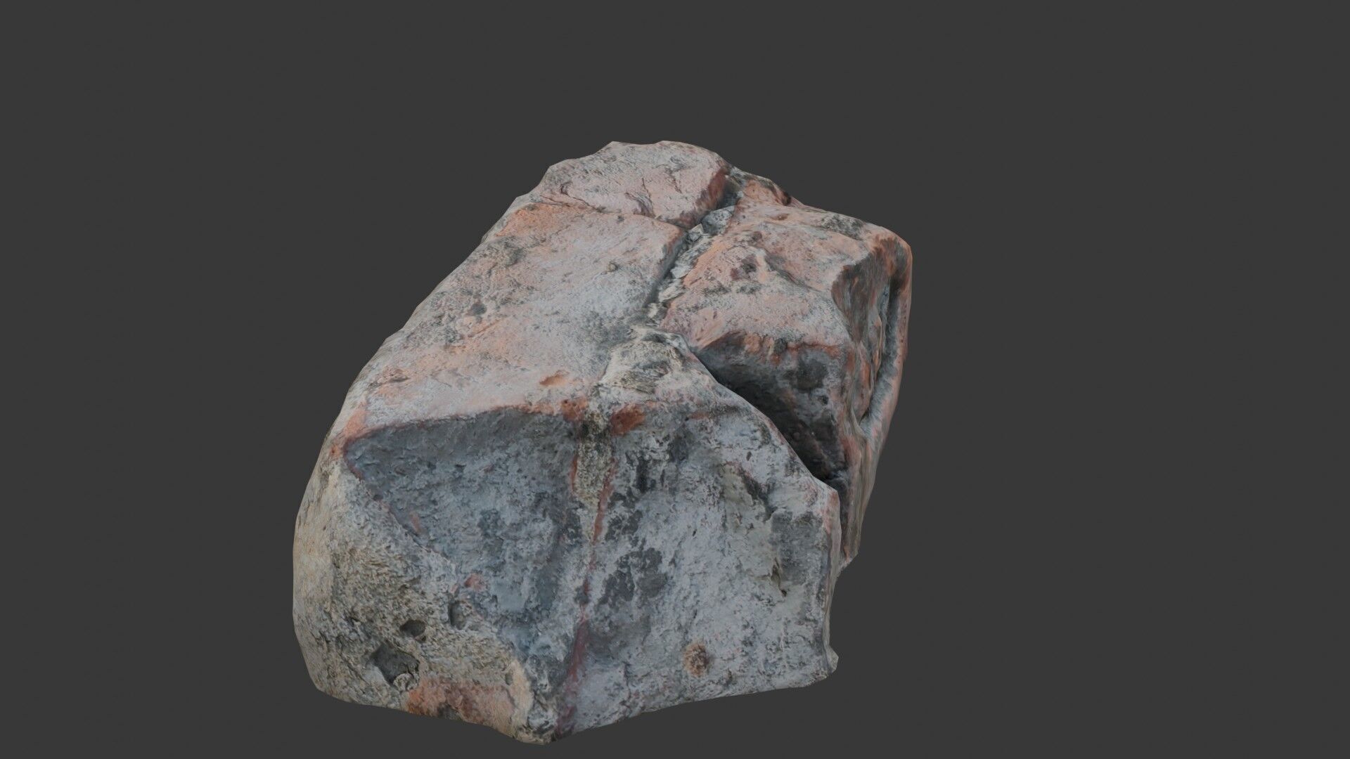 Weathered Red Brick with Engraving  Low-poly 3D model_4