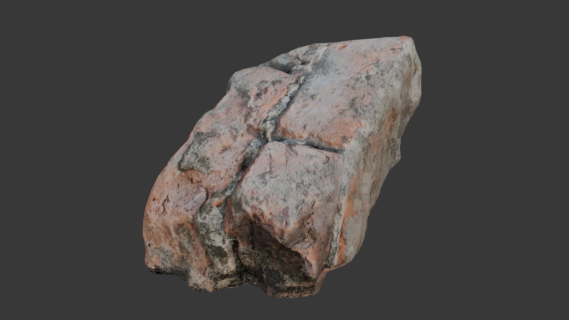 Weathered Red Brick with Engraving  Low-poly 3D model_7