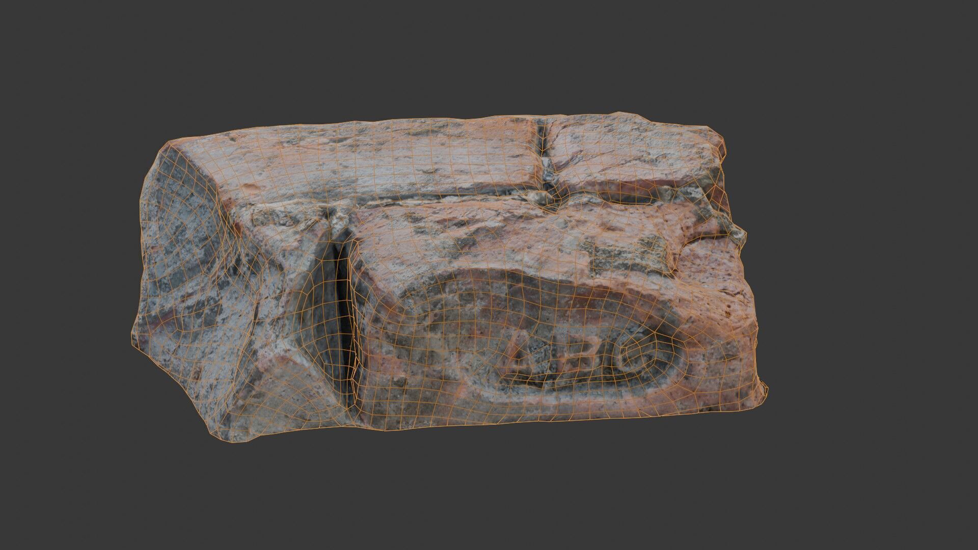 Weathered Red Brick with Engraving  Low-poly 3D model_2