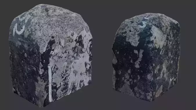 Weathered Concrete Block with Paint Marks