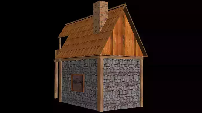 Medieval House for Game Low-poly 3D model